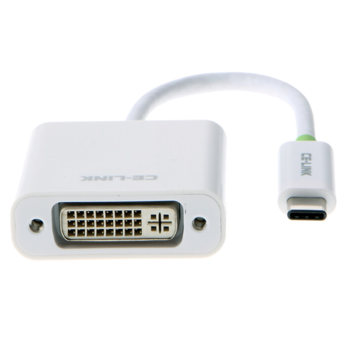 CE-LINK Type-C转DVI转换器 适配器 USB-C3.1 转DVI转接头转换线 苹果Macbook连接电视投影仪 白色 A1100